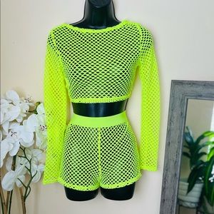 Vibrant Green 2 pc Fish Net Set